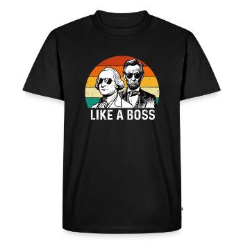 Like A - George Washington Abe Lincoln - T-shirt Premium bio Homme - noir - Devant - Nico (187cm)