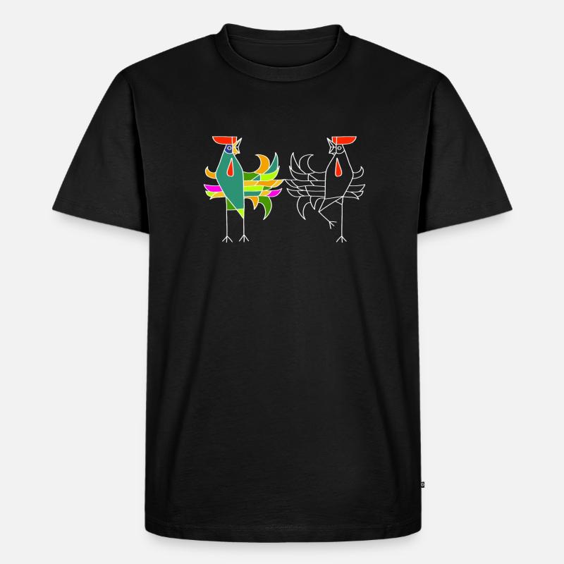 Hahn - Männer Premium Bio T-Shirt - Schwarz