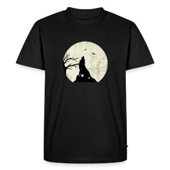 wolf and moon gift - Men's Premium Organic T-Shirt - black - Front - Nico (187cm)
