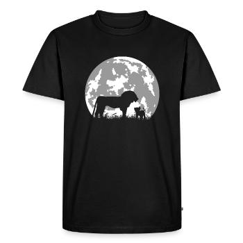lion et son lionceau devant pleine lune - nature - T-shirt Premium bio Homme - noir - Devant - Nico (187cm)