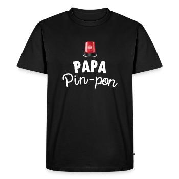 Papa pin-pon cadeau fête des pères humour - T-shirt Premium bio Homme - noir - Devant - Nico (187cm)