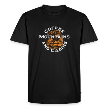 montagnes de café et cabines 2 - T-shirt Premium bio Homme - noir - Devant - Nico (187cm)