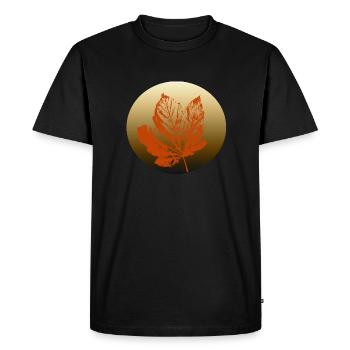 Feuille d’automne or - T-shirt Premium bio Homme - noir - Devant - Nico (187cm)