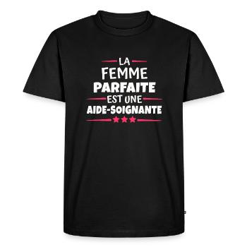 la femme parfaite est aide-soignante - T-shirt Premium bio Homme - noir - Devant - Nico (187cm)