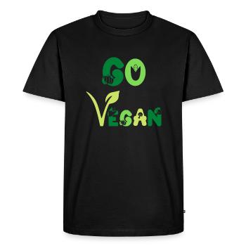 Go Vegan Veganer Veganerin Pro Veggie Green Color - T-shirt Premium bio Homme - noir - Devant - Nico (187cm)