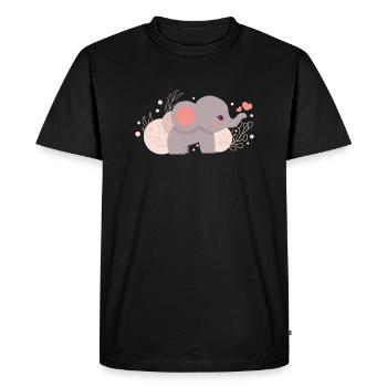 Éléphant - T-shirt Premium bio Homme - noir - Devant - Nico (187cm)