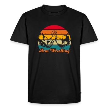 Entraînement bras de fer pour le tournoi pas de musculation - T-shirt Premium bio Homme - noir - Devant - Nico (187cm)