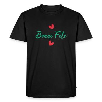 PAPA. FÊTE DES PÈRES. BONNE FÊTE PAPA. BONNE FÊTE - T-shirt Premium bio Homme - noir - Devant - Nico (187cm)