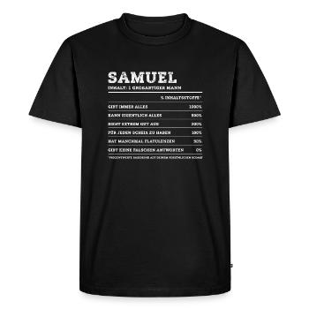Samuel Großer Mann First Name - Men's Premium Organic T-Shirt - black - Front - Nico (187cm)
