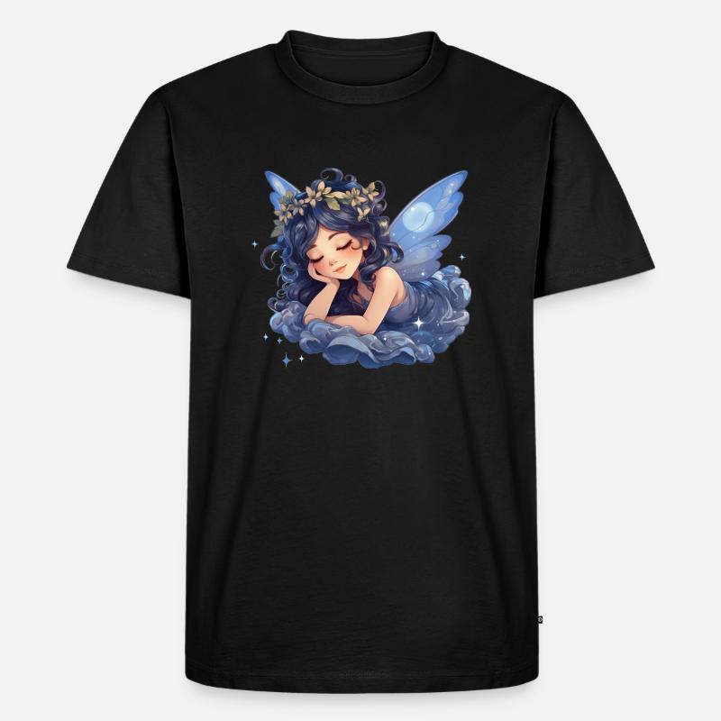 Träumende Fee - Männer Premium Bio T-Shirt - Schwarz
