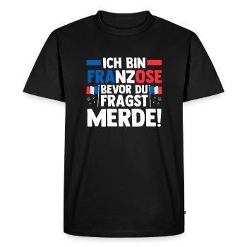Français Français France - T-shirt Premium bio Homme - noir - Devant - Nico (187cm)