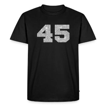 Numéro 45 paillettes argenté - 45e anniversaire - T-shirt Premium bio Homme - noir - Devant - Nico (187cm)