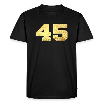 Numéro 45 paillettes doré - 45e anniversaire - T-shirt Premium bio Homme - noir - Devant - Nico (187cm)