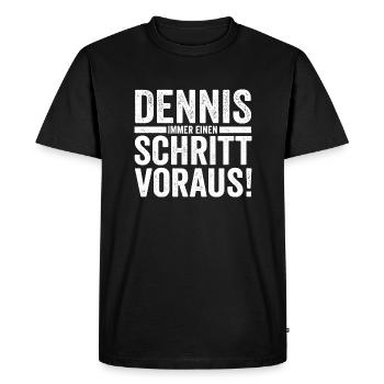 Prénom Dennis - T-shirt Premium bio Homme - noir - Devant - Nico (187cm)