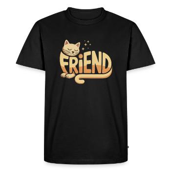 Cat Friend- Cute Cat Logo - Men's Premium Organic T-Shirt - black - Front - Nico (187cm)