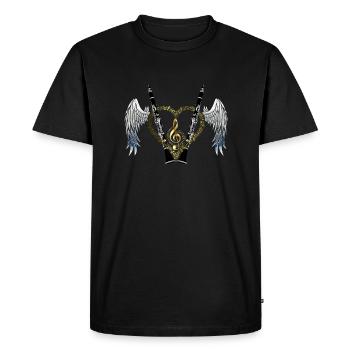 Clarinette - coeur avec des ailes - T-shirt Premium bio Homme - noir - Devant - Nico (187cm)