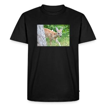 Deer Fawn (Capreolus capreolus, deer, fawn, fawn - Men's Premium Organic T-Shirt - black - Front - Nico (187cm)