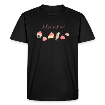 J'aime la nourriture en anglais - T-shirt Premium bio Homme - noir - Devant - Nico (187cm)