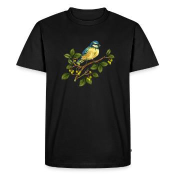 Oiseau coloré - T-shirt Premium bio Homme - noir - Devant - Nico (187cm)