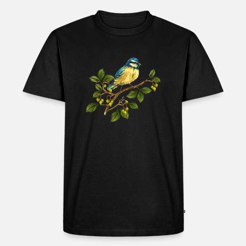 Bunter Vogel - Männer Premium Bio T-Shirt - Schwarz