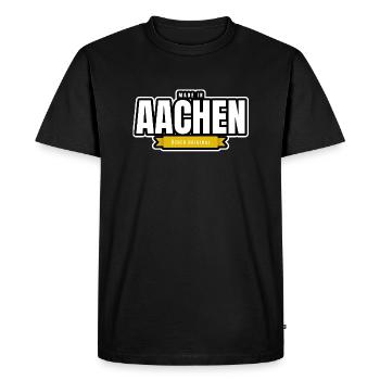 Made in Aachen / Öcher Original - Men's Premium Organic T-Shirt - black - Front - Nico (187cm)