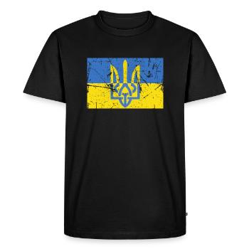 Drapeau Ukrainien Trident Ukraine - T-shirt Premium bio Homme - noir - Devant - Nico (187cm)