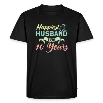 10th Wedding Anniversary Couple Design 10 Years of Marriage - Men's Premium Organic T-Shirt - black - Front - Nico (187cm)