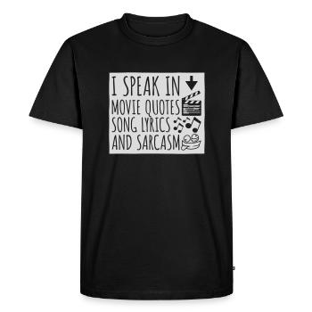 speak lyrics and sarcasm - Men's Premium Organic T-Shirt - black - Front - Nico (187cm)