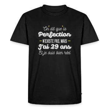 29 ans de perfection / cadeau anniversaire 29 ans - T-shirt Premium bio Homme - noir - Devant - Nico (187cm)