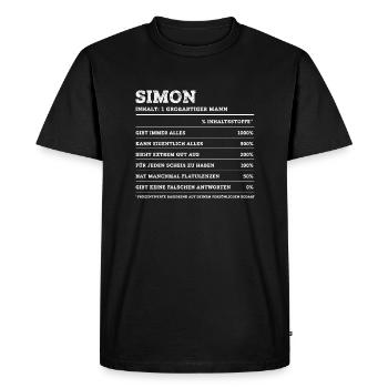 Simon Großer Mann First Name - Men's Premium Organic T-Shirt - black - Front - Nico (187cm)