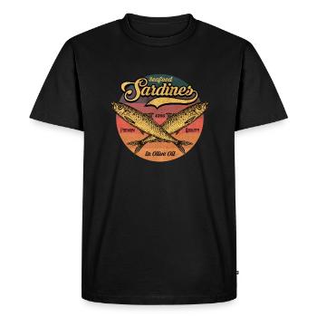 Sardinen Vintage-Etikett - Männer Premium Bio T-Shirt - Schwarz - Vorne - Nico (187cm)