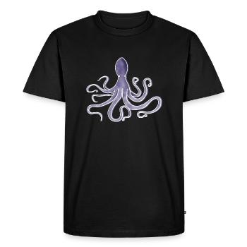 "Octopus", Boho Line Art Design, Series "Ocean" - Men's Premium Organic T-Shirt - black - Front - Nico (187cm)