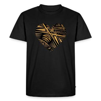 Herz für den Partner - Männer Premium Bio T-Shirt - Schwarz - Vorne - Nico (187cm)