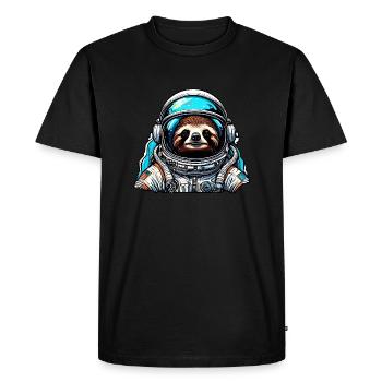 Astronaut / Space / Animal / Sloth / Spaceship - Men's Premium Organic T-Shirt - black - Front - Nico (187cm)