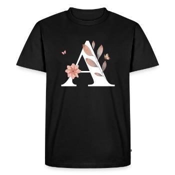 Lettre a fleurs sauvages aquarelles - T-shirt Premium bio Homme - noir - Devant - Nico (187cm)