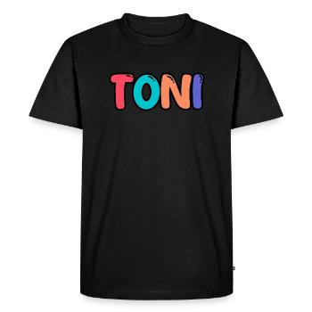 Name - Toni - Men's Premium Organic T-Shirt - black - Front - Nico (187cm)