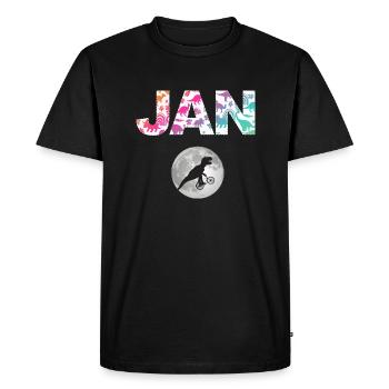 JAN - Beautiful boy name with dinosaur - Men's Premium Organic T-Shirt - black - Front - Nico (187cm)