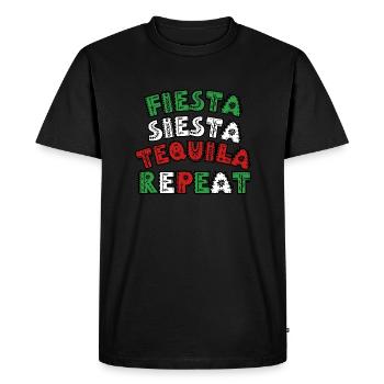 Fiesta Siesta Tequila Repeat - funny mexico design - Men's Premium Organic T-Shirt - black - Front - Nico (187cm)