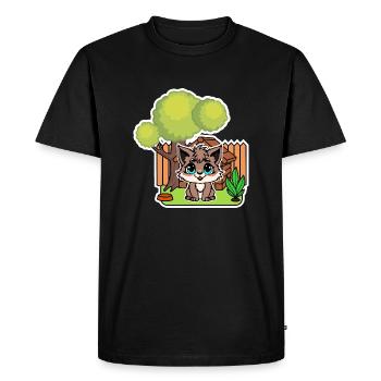 Un petit chien si mignon devant la niche ! - T-shirt Premium bio Homme - noir - Devant - Nico (187cm)