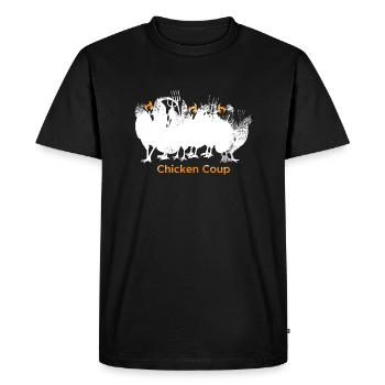 Chicken Coup - White Chickens on Black - Men's Premium Organic T-Shirt - black - Front - Nico (187cm)