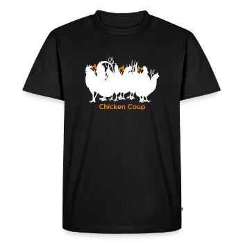 Chicken Coup - White Chickens on Black - Men's Premium Organic T-Shirt - black - Front - Nico (187cm)