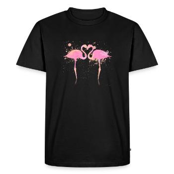 flamants roses - T-shirt Premium bio Homme - noir - Devant - Nico (187cm)
