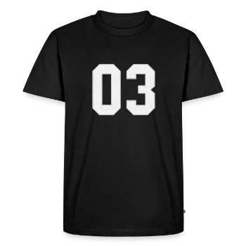 Classique Vintage Baseball Jersey Numéro 03 - T-shirt Premium bio Homme - noir - Devant - Nico (187cm)