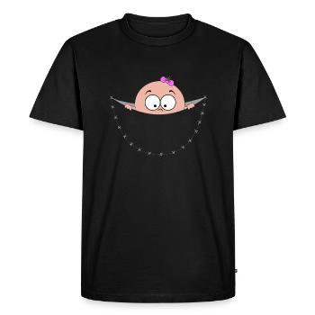 regard ventre poche sac bébé grossesse - T-shirt Premium bio Homme - noir - Devant - Nico (187cm)