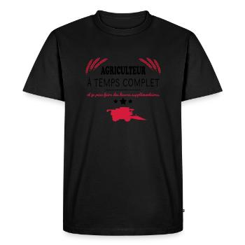 Agriculteur a temps complet couleur - T-shirt Premium bio Homme - noir - Devant - Nico (187cm)