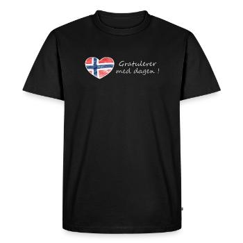 May 17 Congratulations on the day - flag with heart - Men's Premium Organic T-Shirt - black - Front - Nico (187cm)