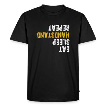eat sleep handstand repeat - Men's Premium Organic T-Shirt - black - Front - Nico (187cm)