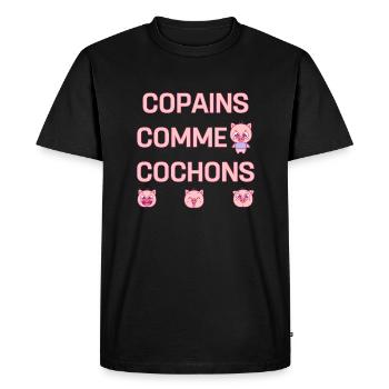 COPAINS COMME COCHONS - T-shirt Premium bio Homme - noir - Devant - Nico (187cm)
