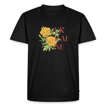 Ukrainian yellow flowers - Men's Premium Organic T-Shirt - black - Front - Nico (187cm)