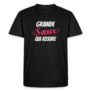 grande sœur qui assure / grande sœur d'amour - T-shirt Premium bio Homme - noir - Devant - Nico (187cm)